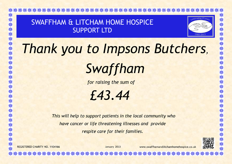 Impsons Butcher - Jan - £43.44