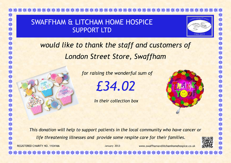 London Street Store - Jan - £34.02