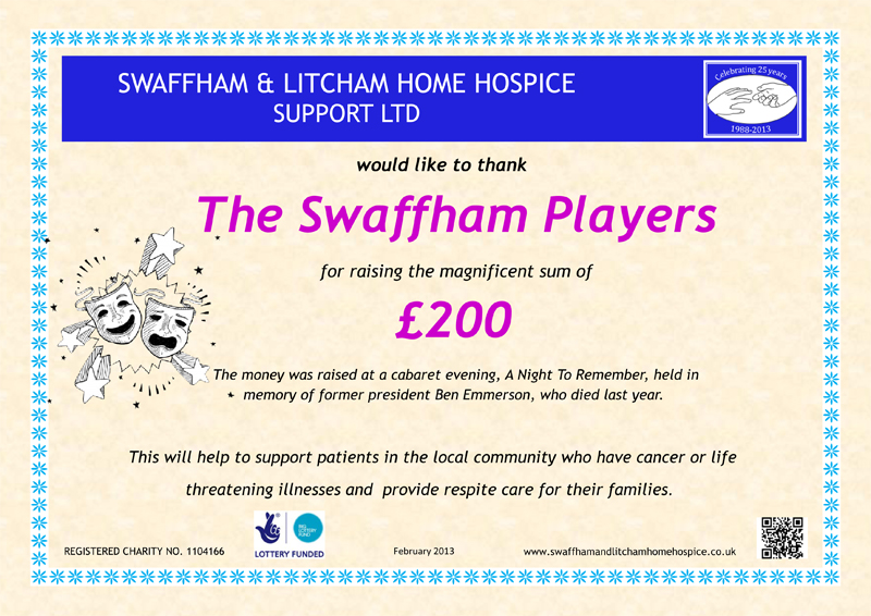 The Swaffham Players - Feb - £200