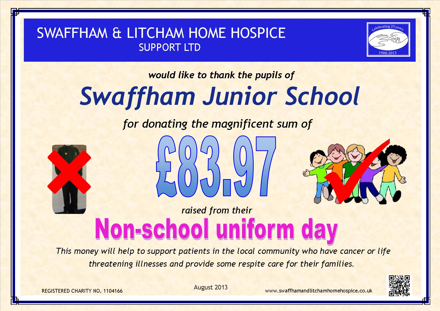 Swaffham Junior Non-School Uniform Day - Aug - £83.97