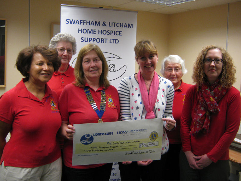 Presentation of cheque received from Swaffham Lioness Club